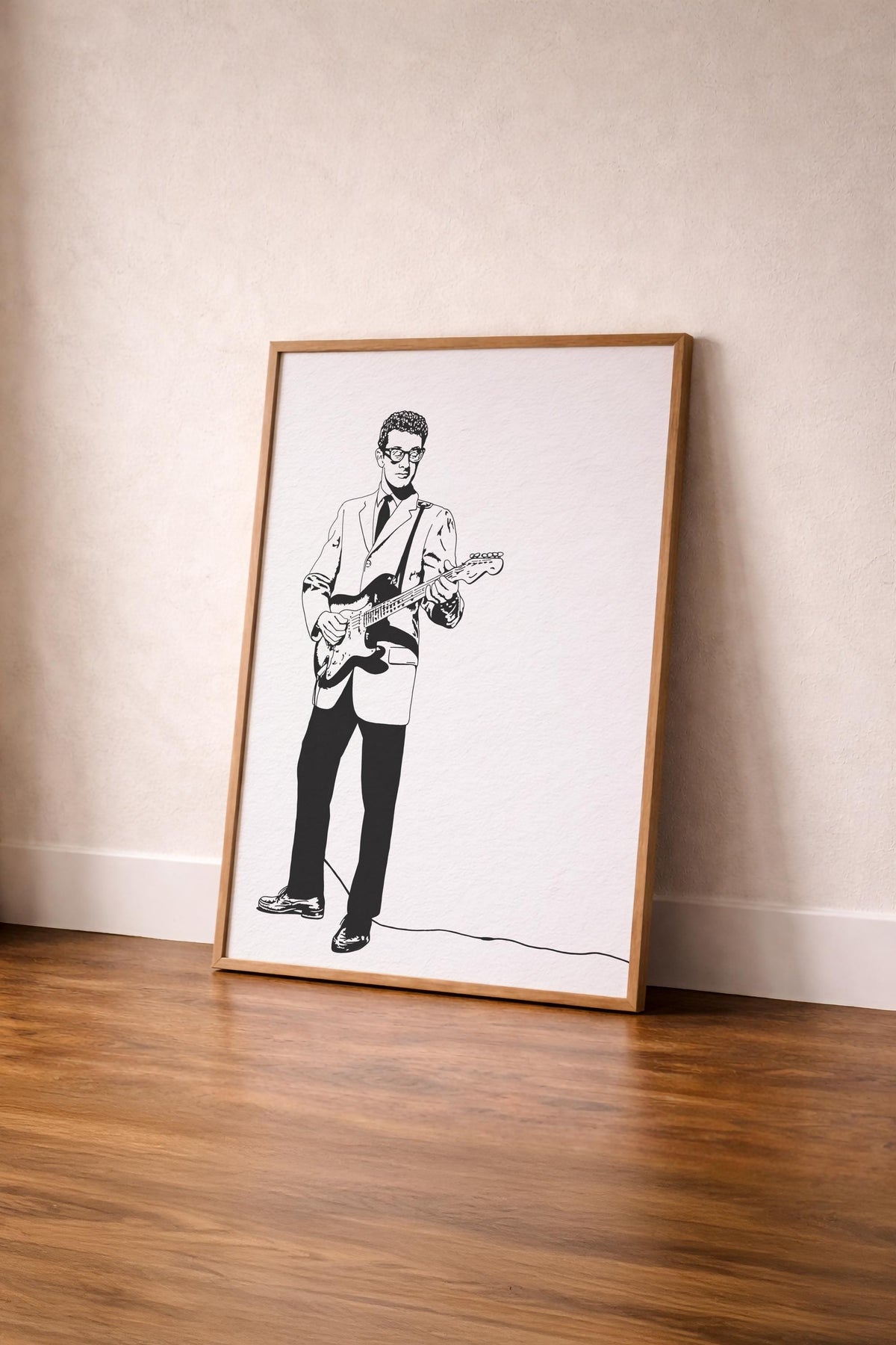 Buddy Holly Minimalist Portrait Print – Rock and Roll Music Icon Giclée Wall Art — image 4