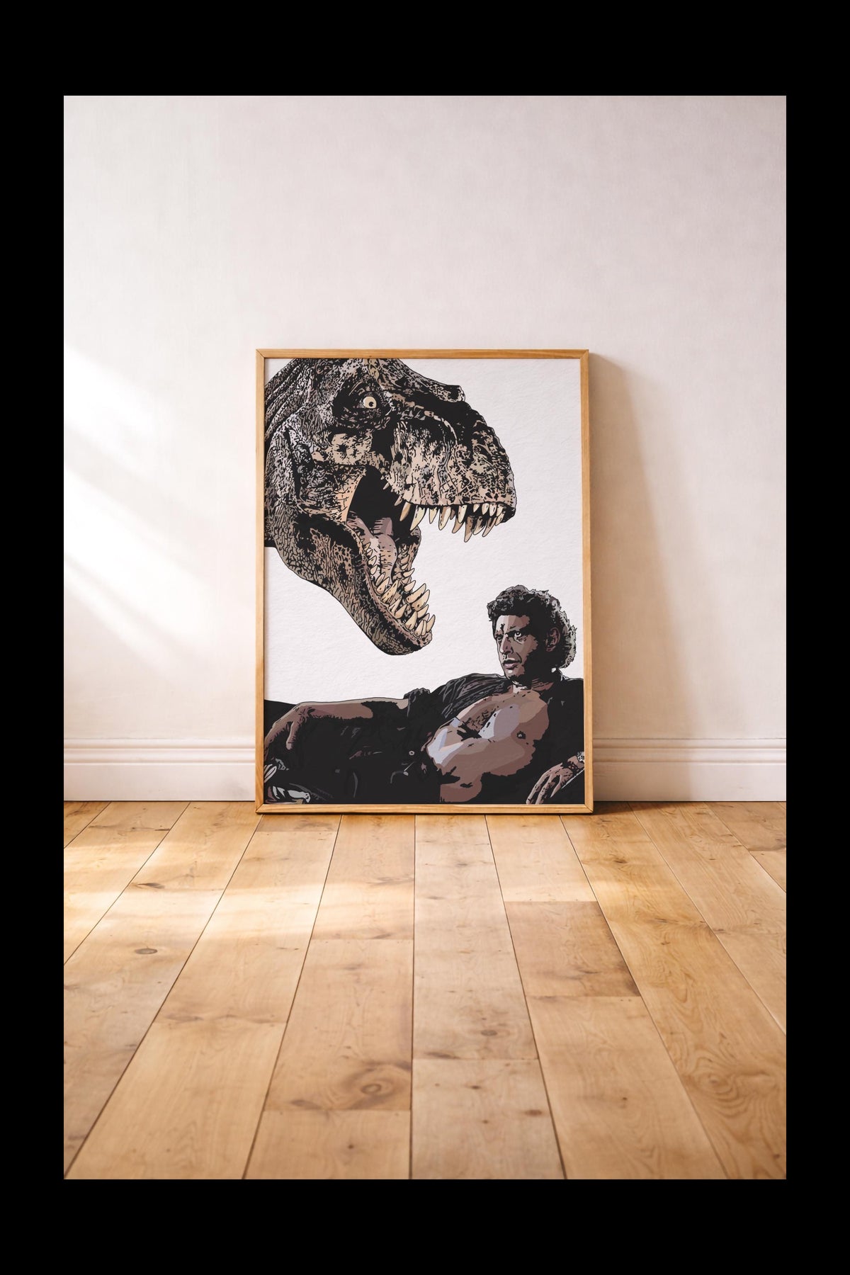 Jurassic Park Minimalist Poster | Dr Ian Malcolm T-Rex Illustration Print