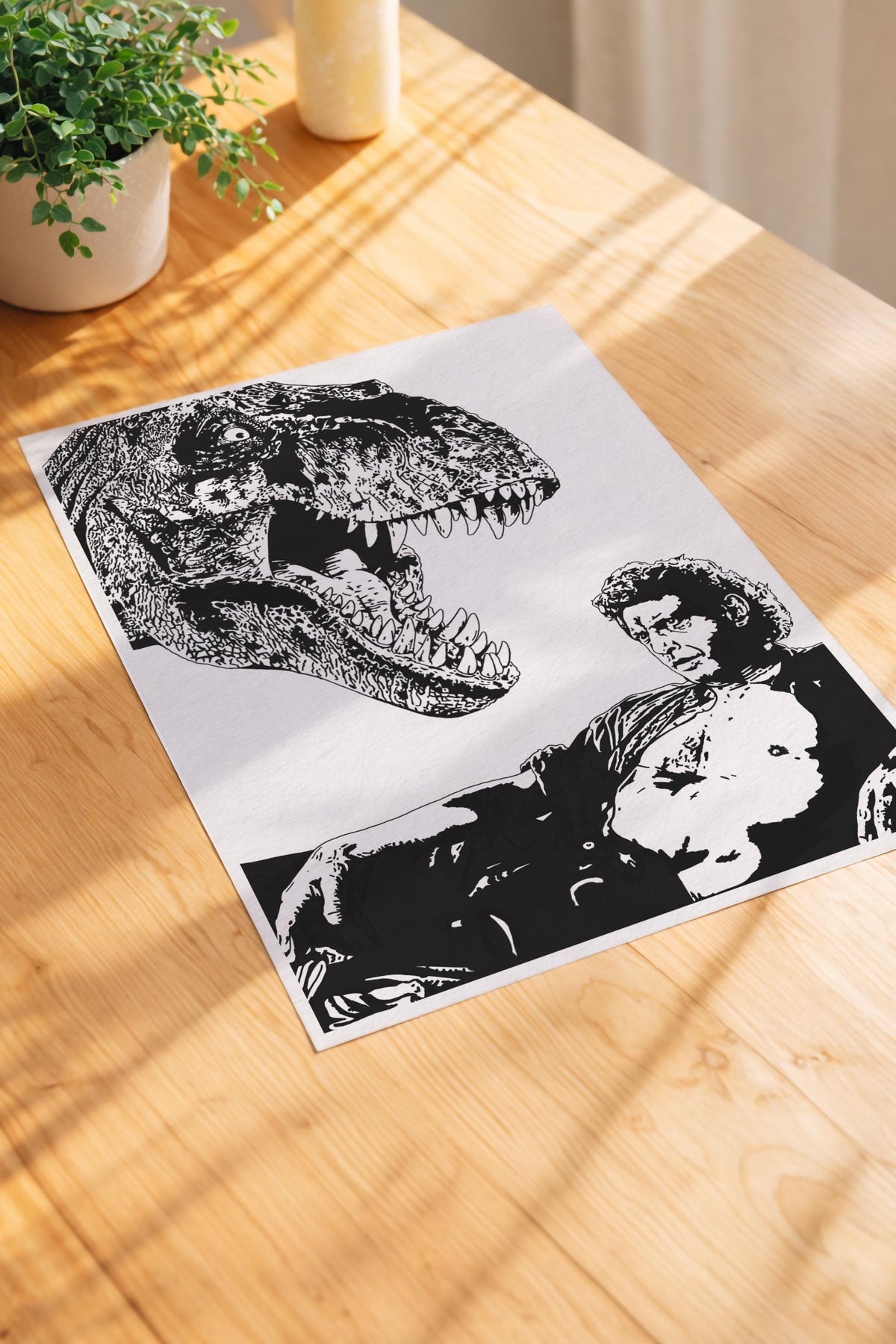 Jurassic Park Minimalist Poster – Dr Ian Malcolm T-Rex Illustration Print — image 5