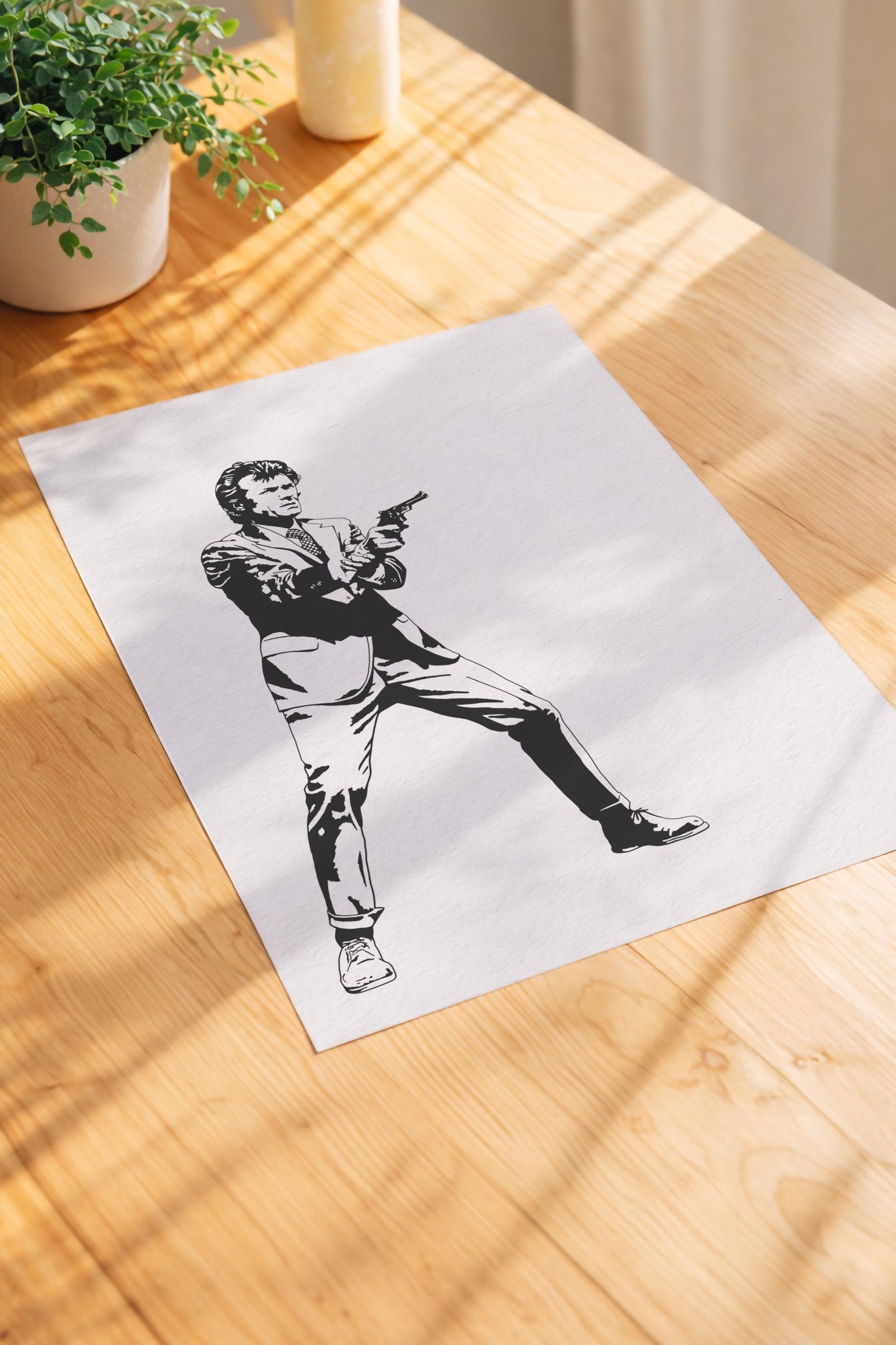 Dirty Harry Portrait Print - Clint Eastwood - Black And White - Classic Movie Film Art Poster — image 3