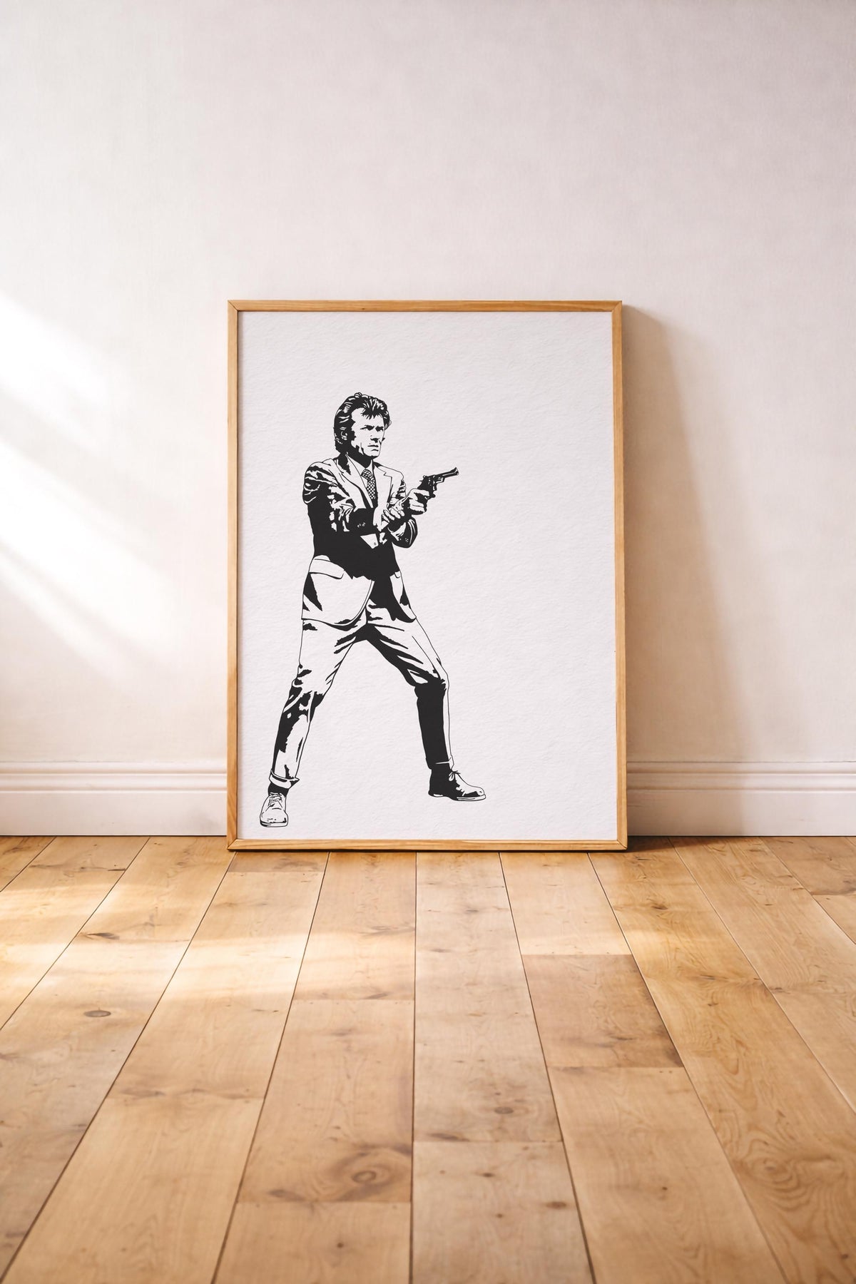 Dirty Harry Portrait Print | Clint Eastwood | Black And White | Classic Movie Film Art Poster