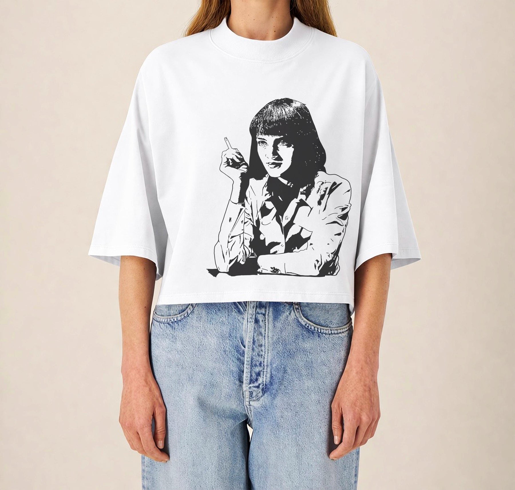 Mia Wallace T-Shirt - Pulp Fiction 90s Cult Film Premium Oversized Cropped Graphic Movie Tee — image 3