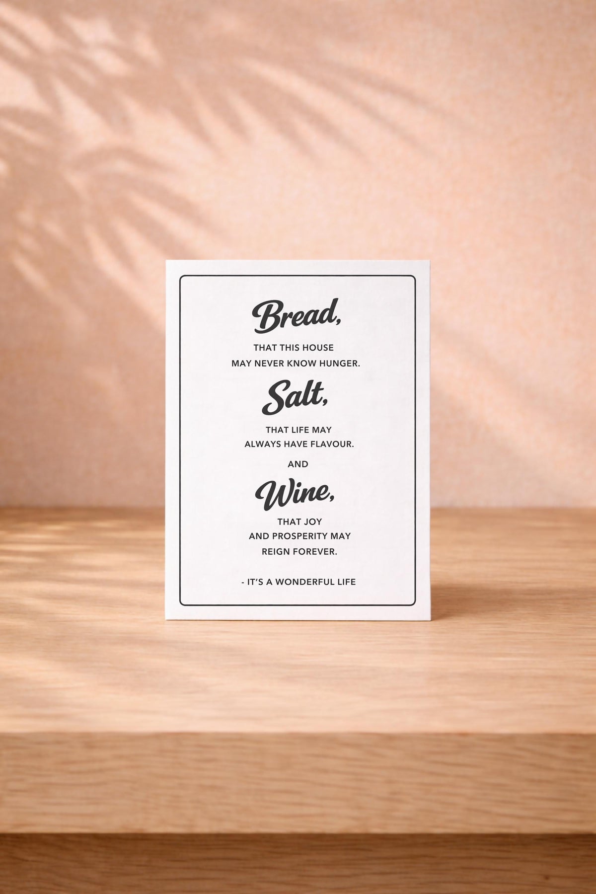 Bread Salt Wine Quote Housewarming Card – It’s A Wonderful Life New Home Greeting Card