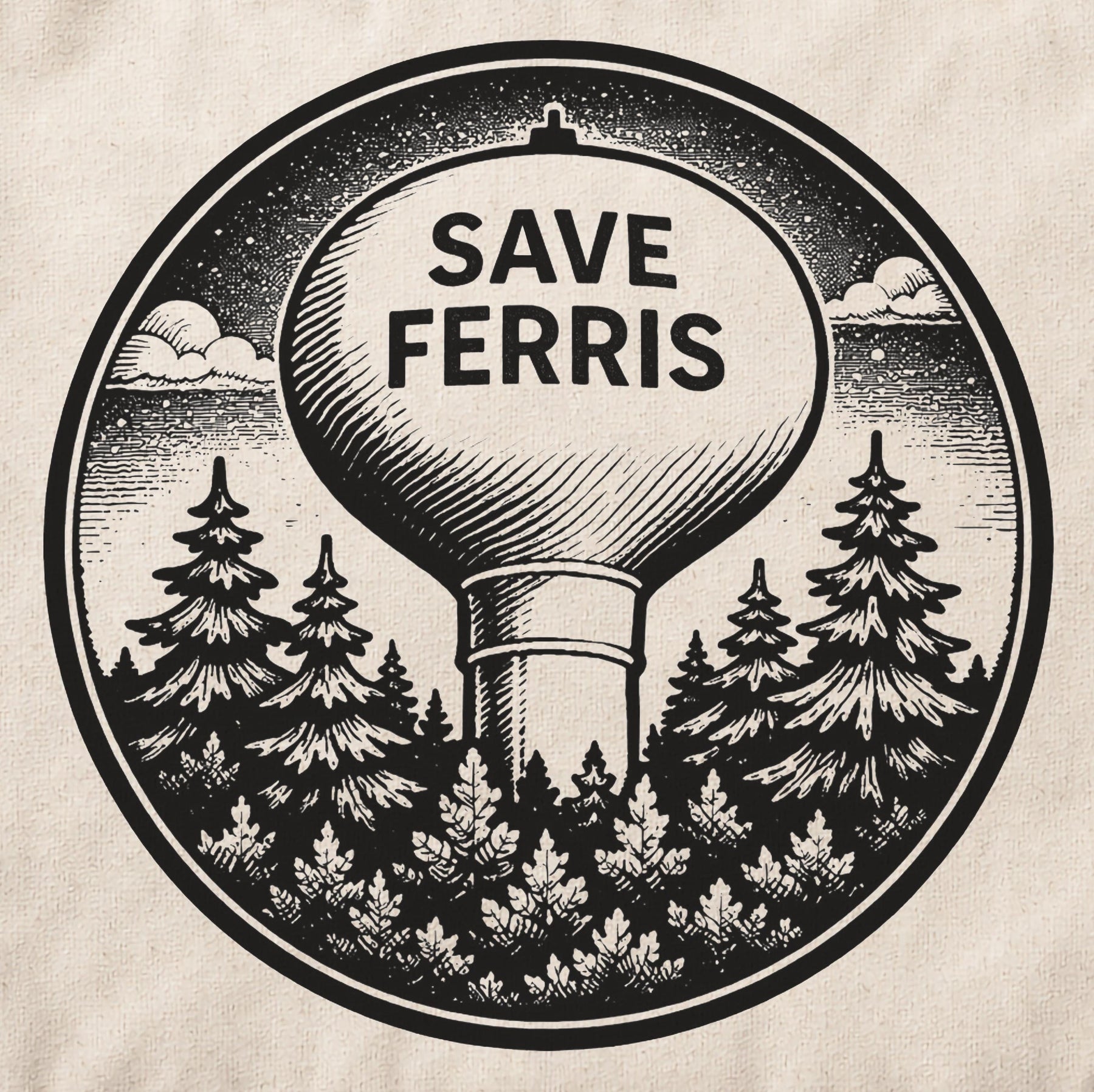 Save Ferris Water Tower Tote Bag – Film Fan Graphic Canvas Bag — image 6