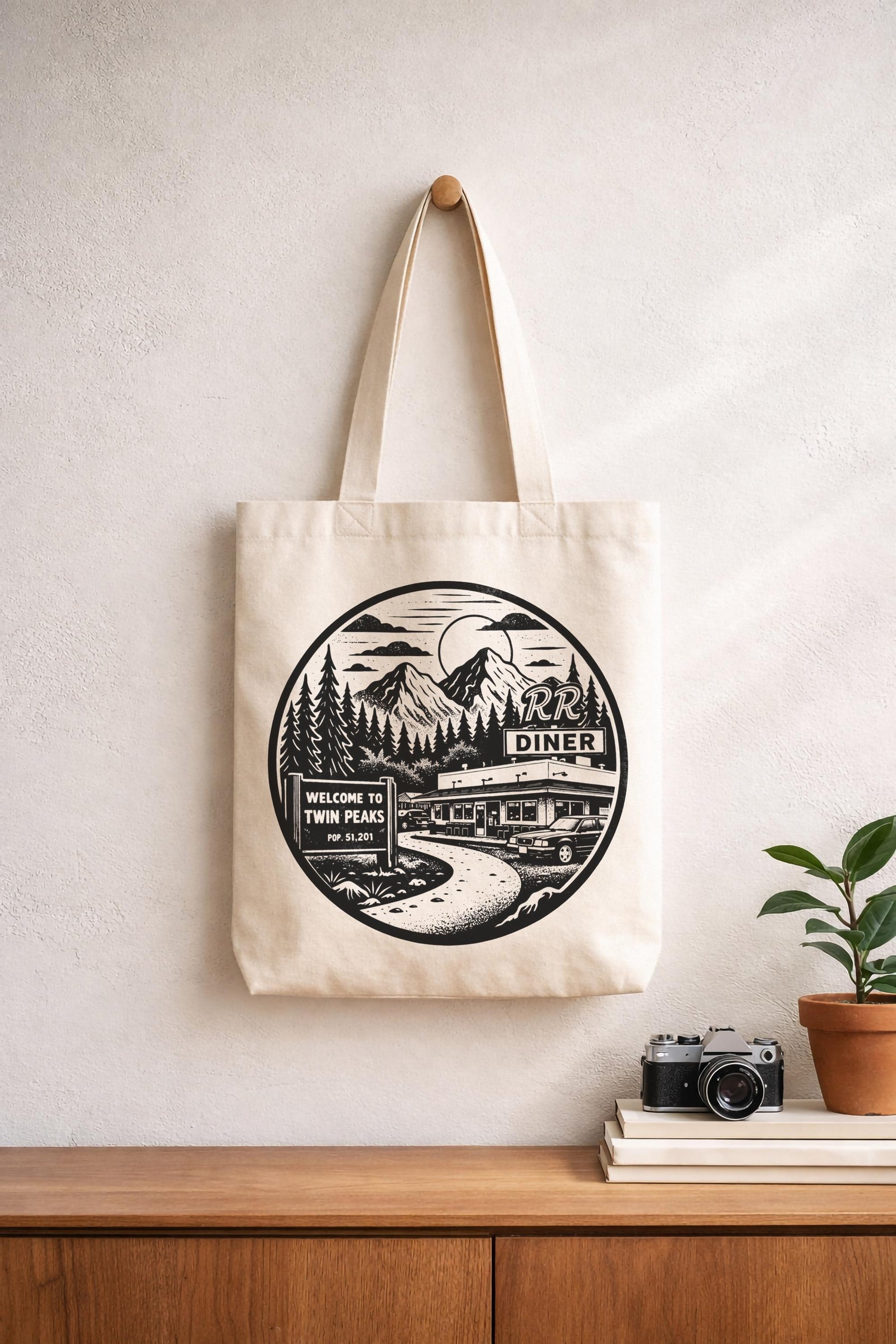 Twin Peaks RR Diner Tote Bag – Cult TV Show Graphic Canvas Bag — image 3