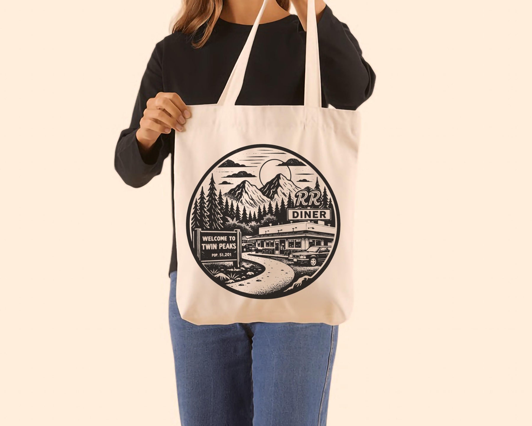 Twin Peaks RR Diner Tote Bag – Cult TV Show Graphic Canvas Bag — image 6