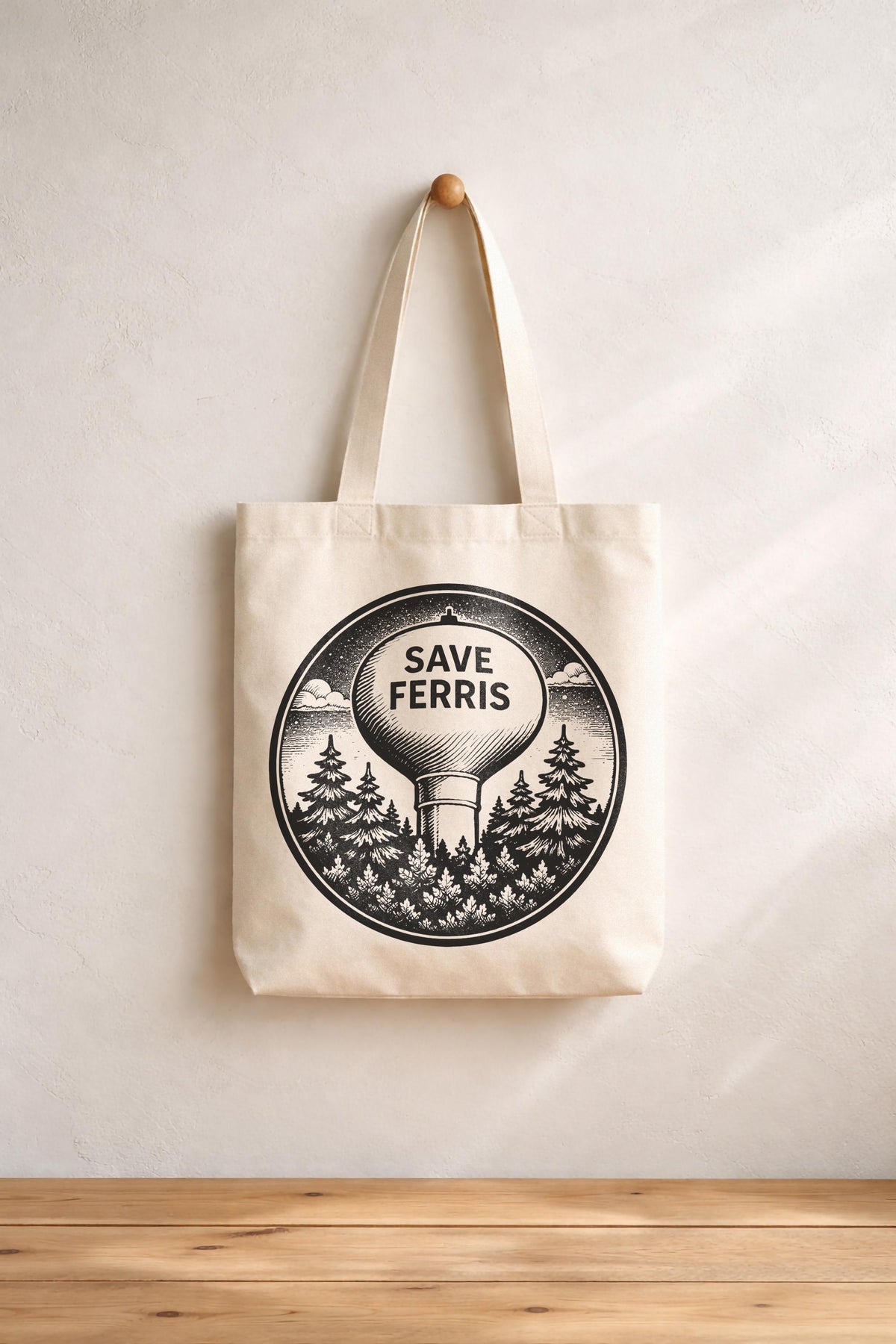Save Ferris Water Tower Tote Bag – Film Fan Graphic Canvas Bag