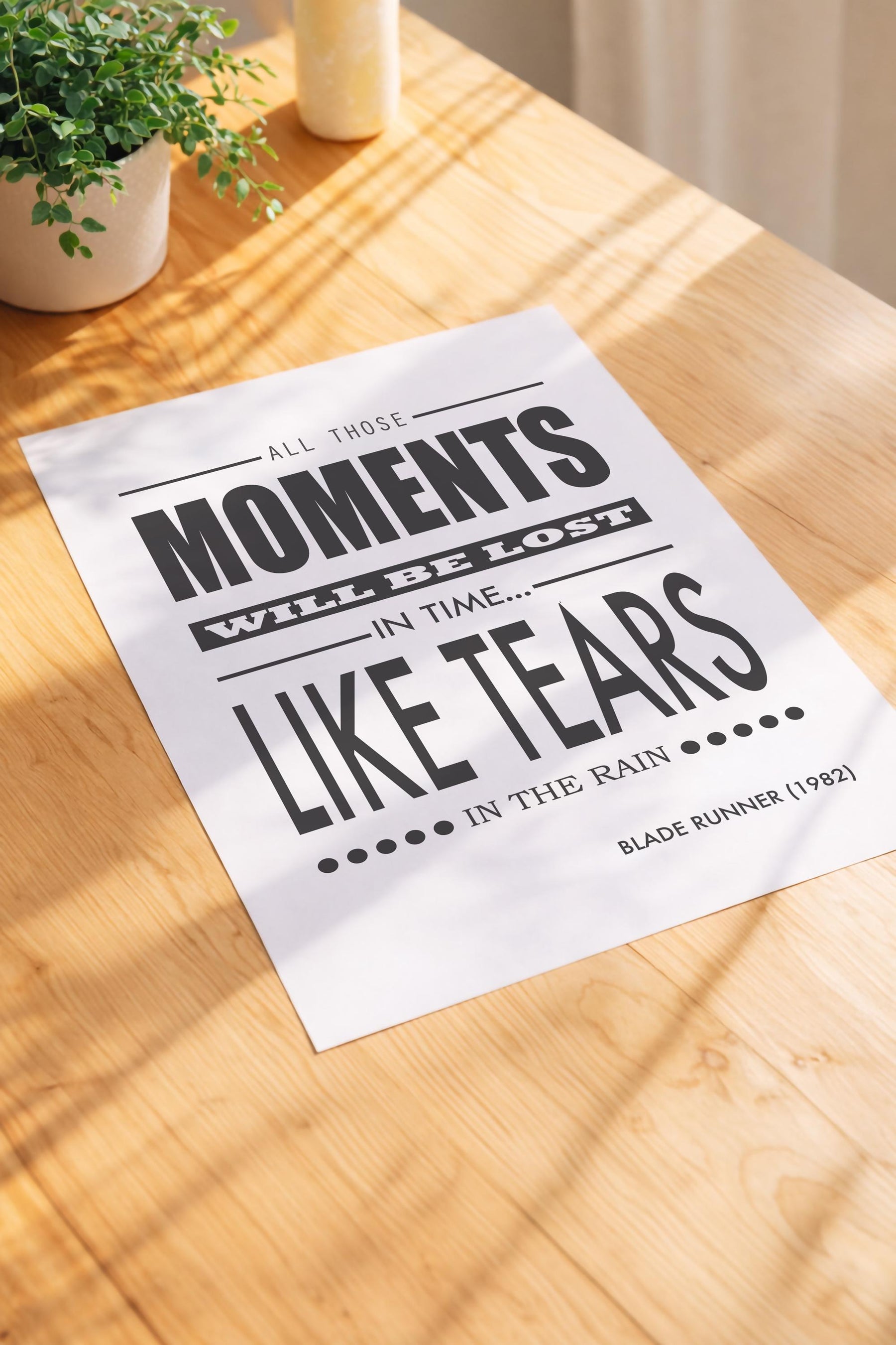 Blade Runner Tears In The Rain Quote - Sci-Fi Movie Poster-  Cult Film Typographic Wall Art — image 3
