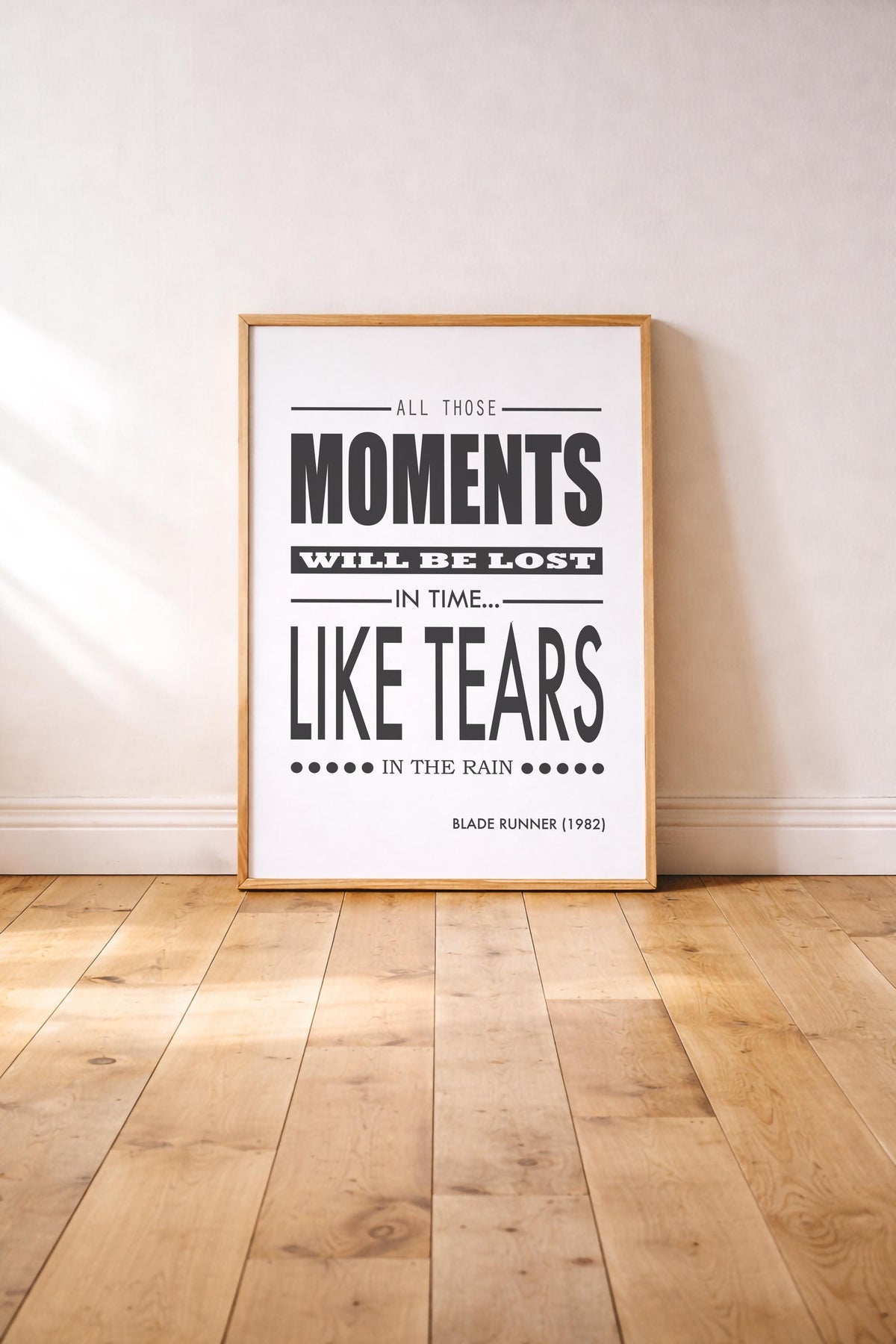 Blade Runner Tears In The Rain Quote | Sci-Fi Movie Poster-  Cult Film Typographic Wall Art