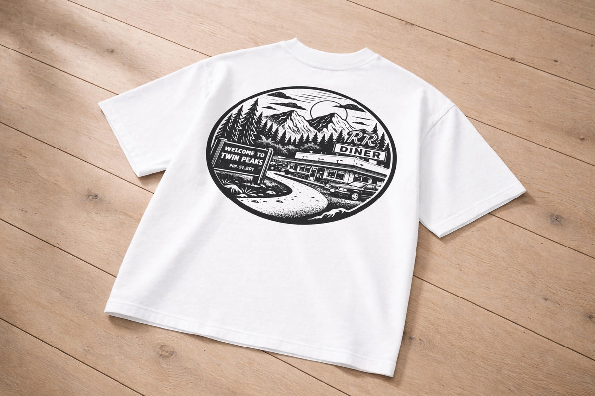 RR Diner Twin Peaks Inspired Embroidered T-Shirt – Double R Diner Premium Organic Cotton Oversized Boxy Printed David Lynch Graphic Tee — image 10