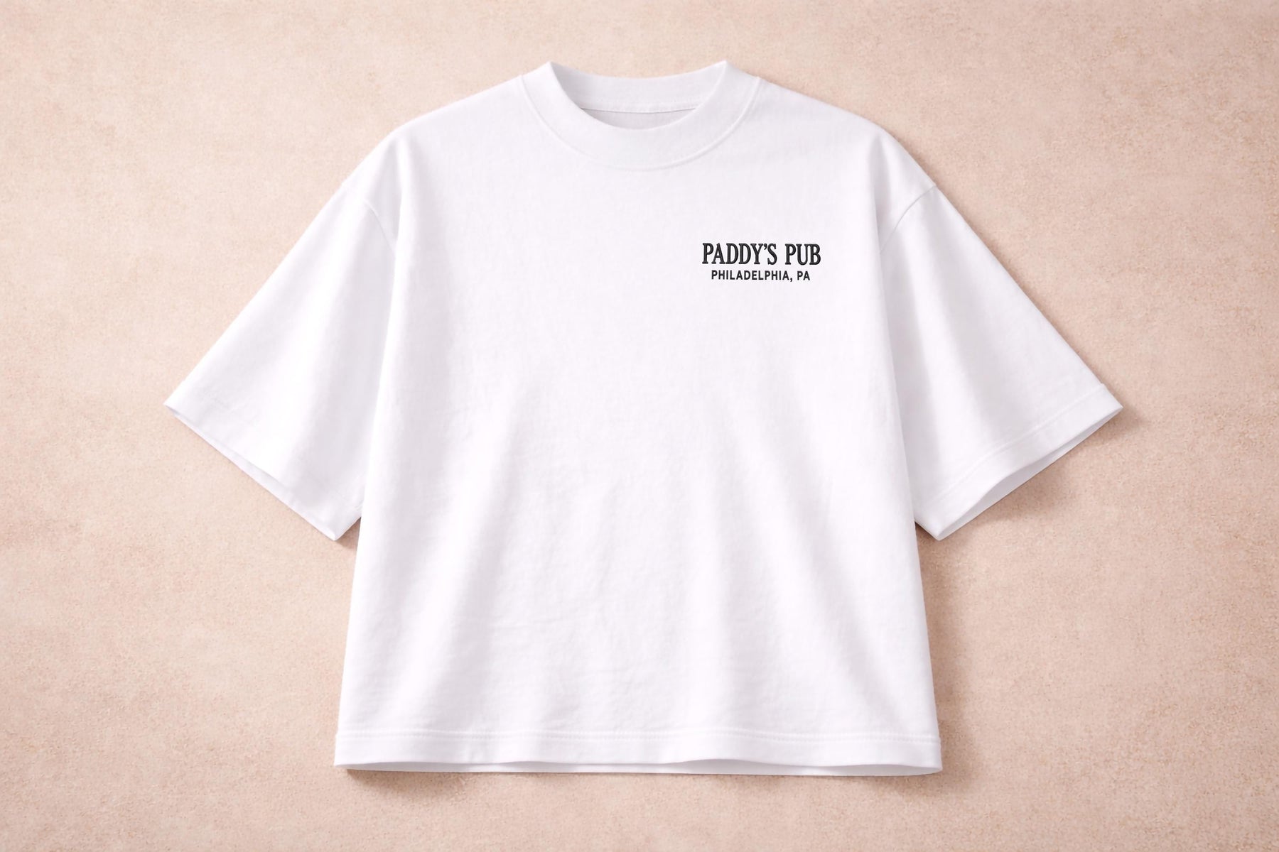 Paddy's Pub Embroidered T-Shirt – It's Always Sunny In Philadelphia Inspired Premium Organic Cotton Oversized Boxy Printed Graphic Tee — image 9