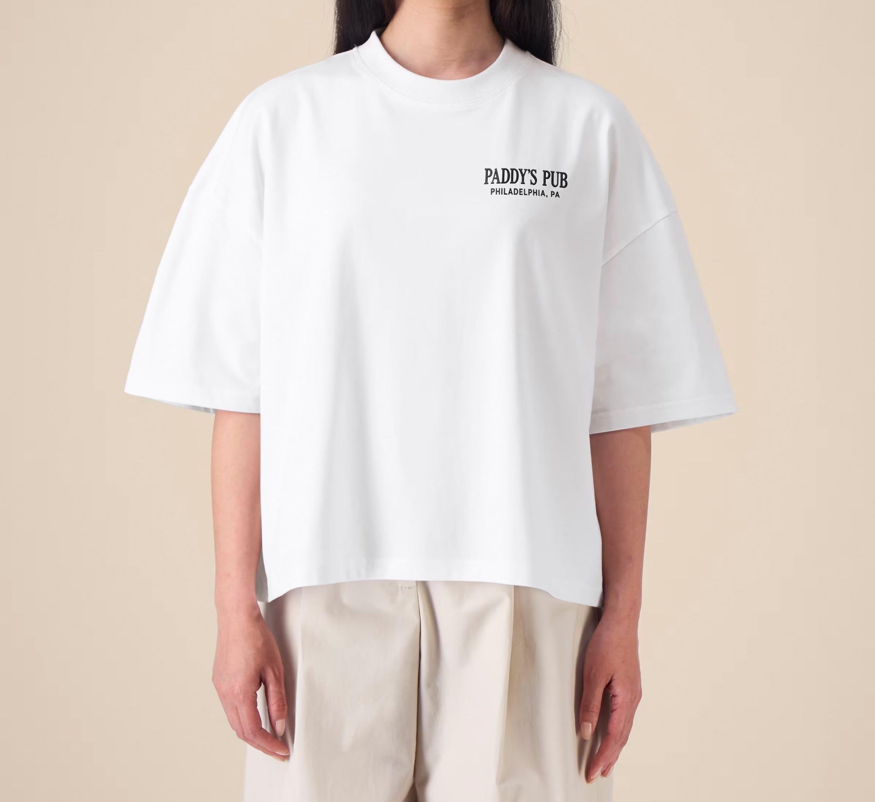 Paddy's Pub Embroidered T-Shirt – It's Always Sunny In Philadelphia Inspired Premium Organic Cotton Oversized Boxy Printed Graphic Tee — image 8