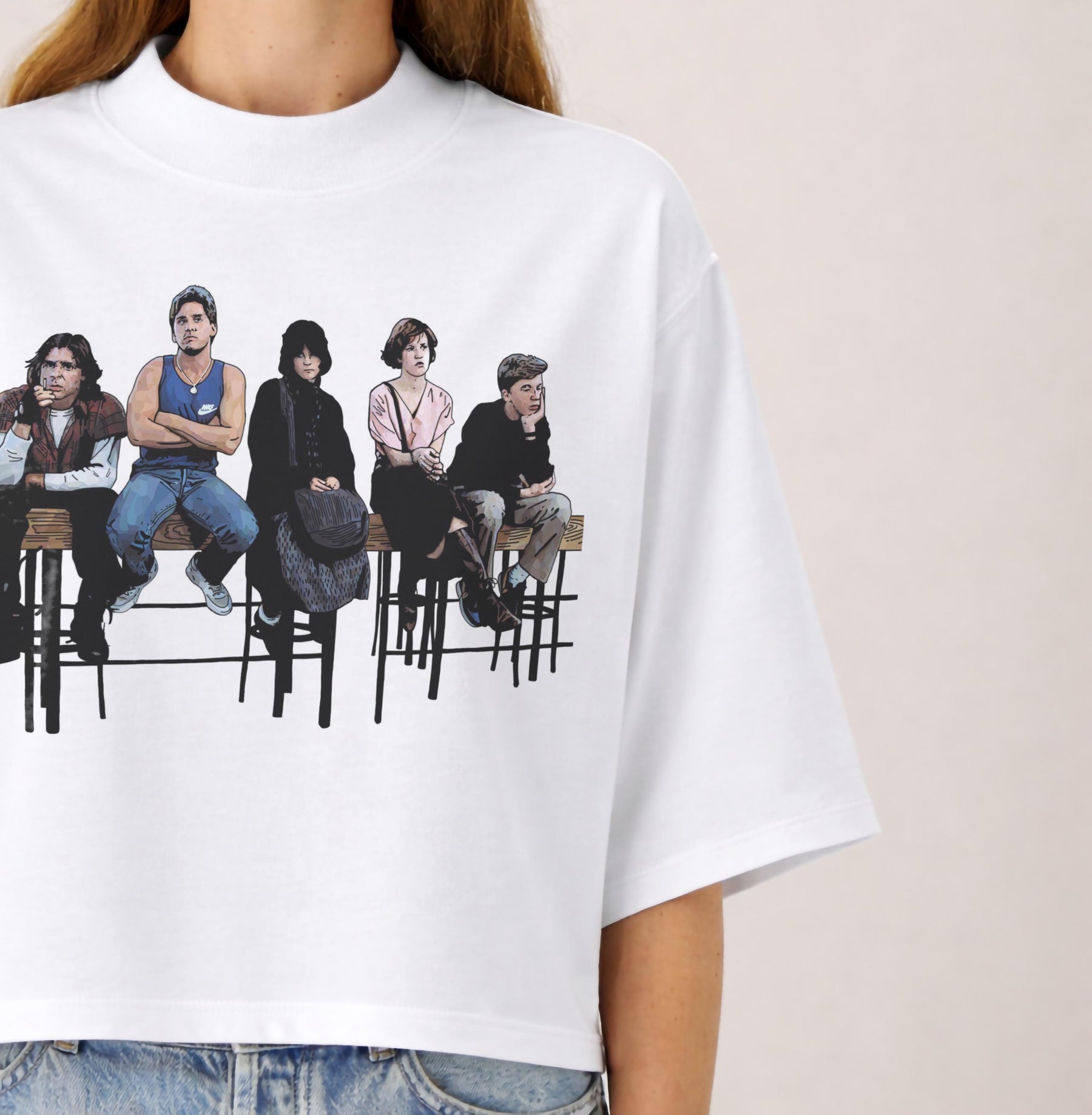 The Breakfast Club T-Shirt - 80s Cult Movie Premium Oversized Cropped Graphic Tee — image 2