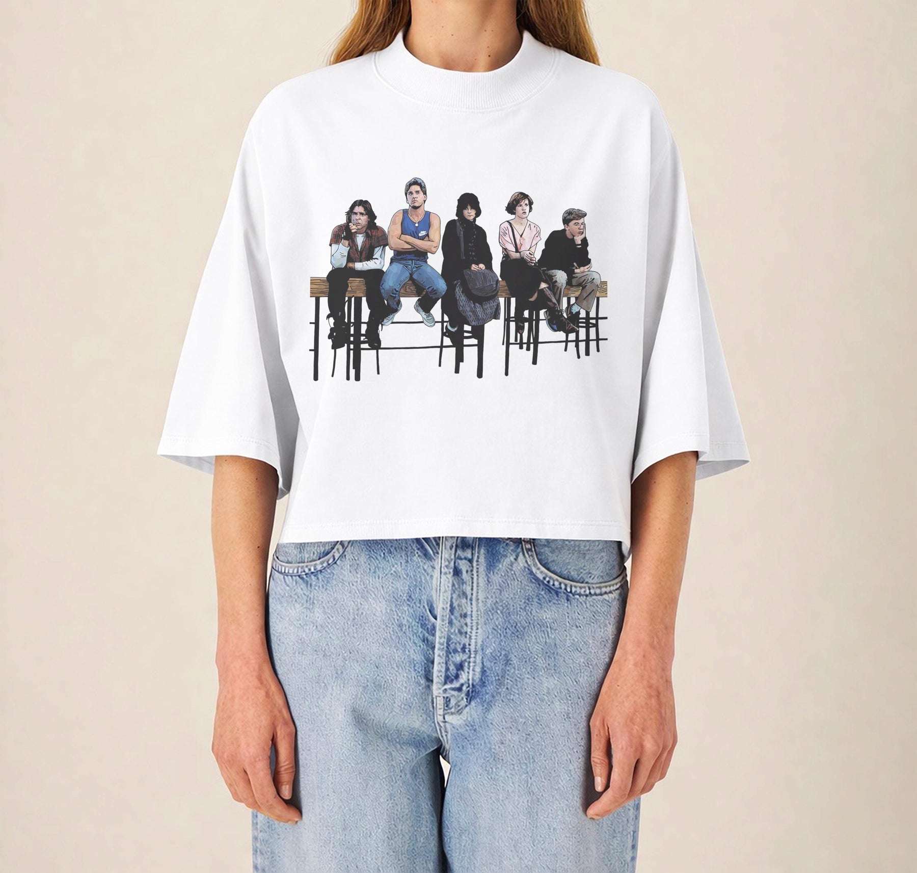 The Breakfast Club T-Shirt - 80s Cult Movie Premium Oversized Cropped Graphic Tee — image 3