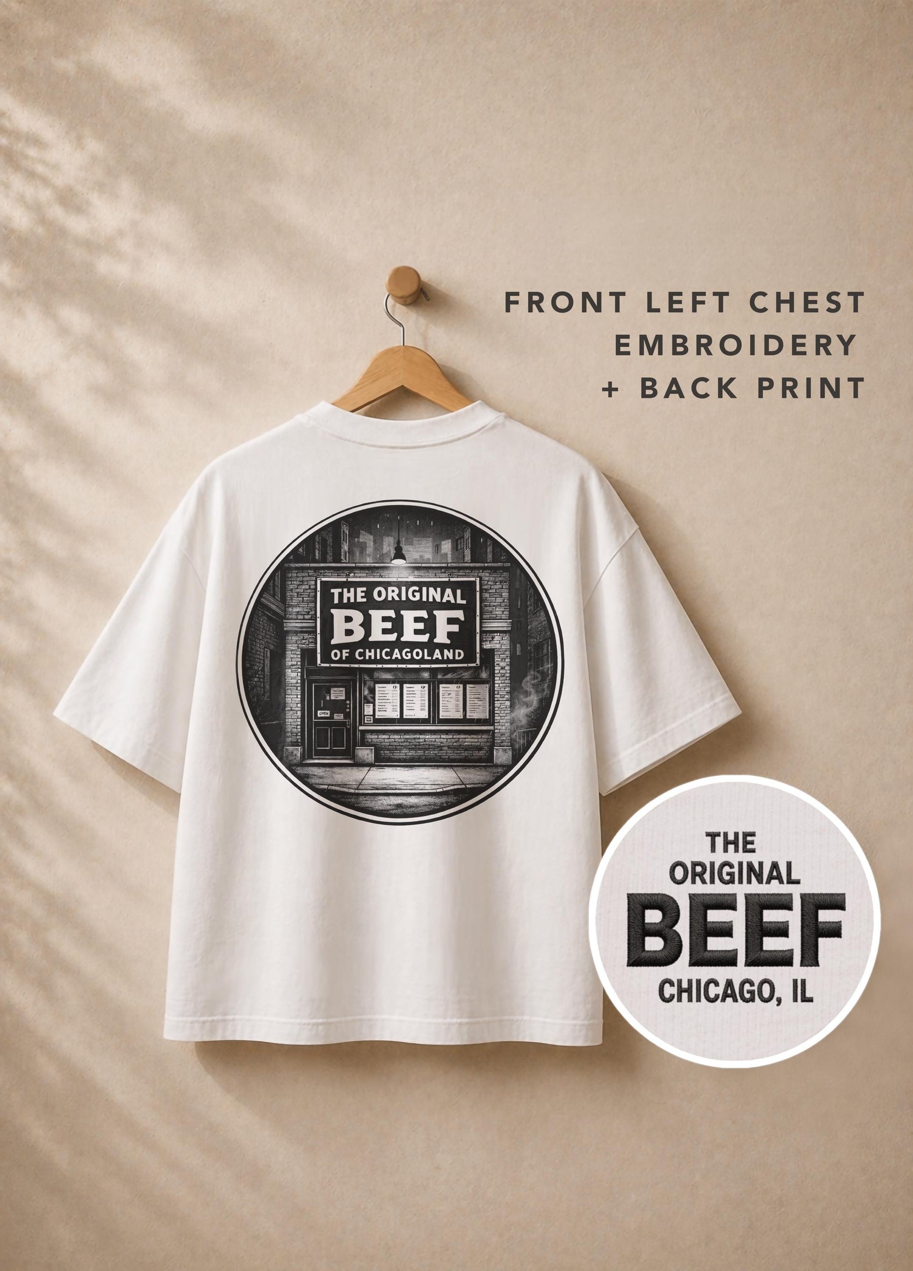 The Original Beef of Chicagoland Embroidered T-Shirt – The Bear Inspired Premium Organic Cotton Oversized Boxy Printed Graphic Tee