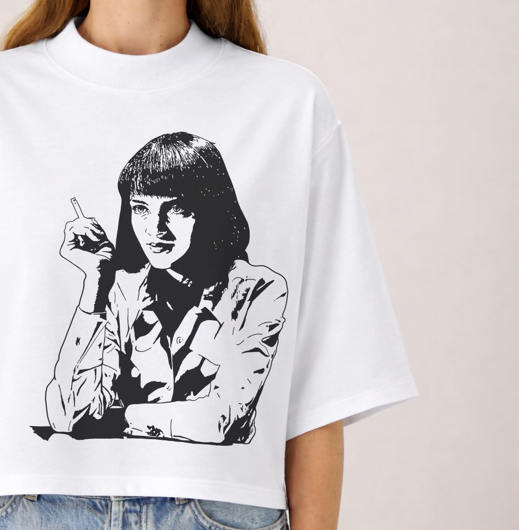 Mia Wallace T-Shirt - Pulp Fiction 90s Cult Film Premium Oversized Cropped Graphic Movie Tee — image 2