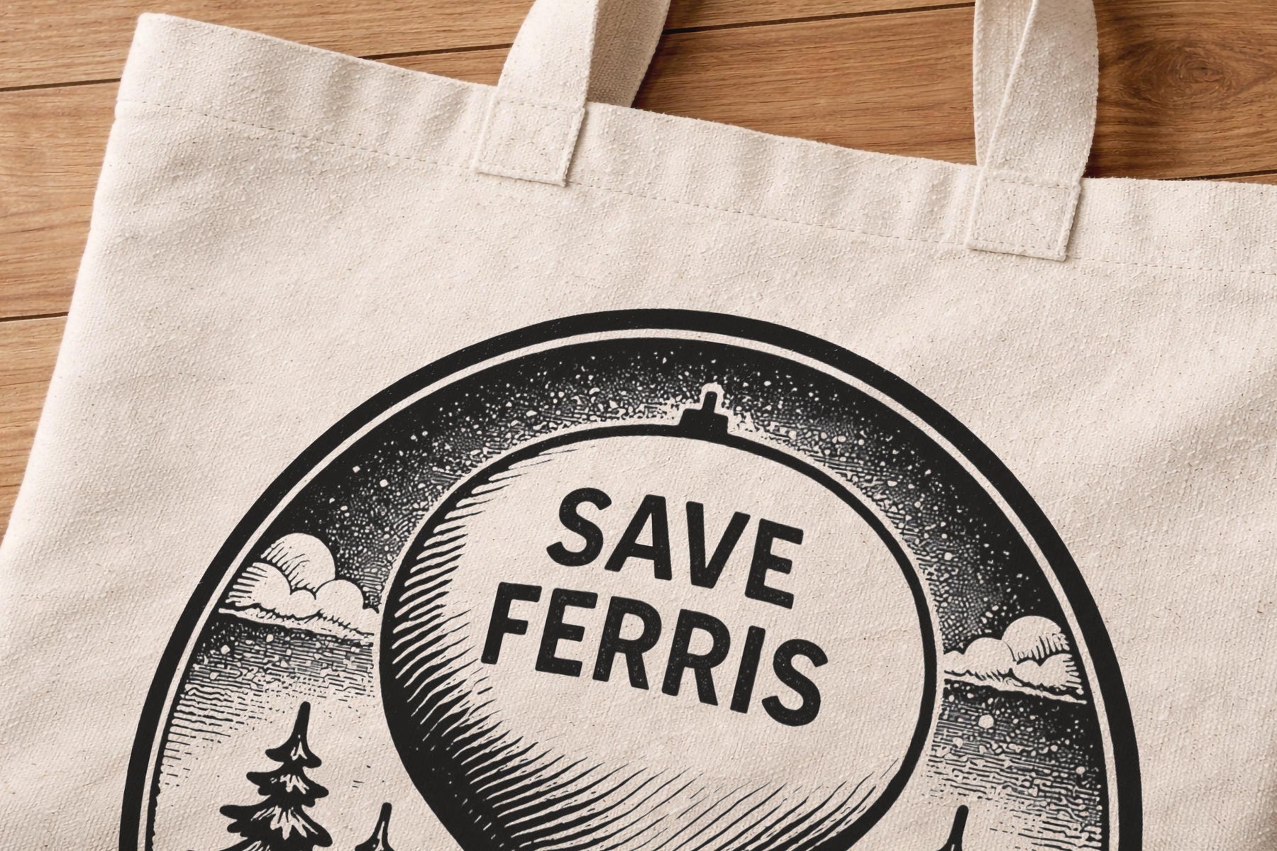 Save Ferris Water Tower Tote Bag – Film Fan Graphic Canvas Bag — image 9