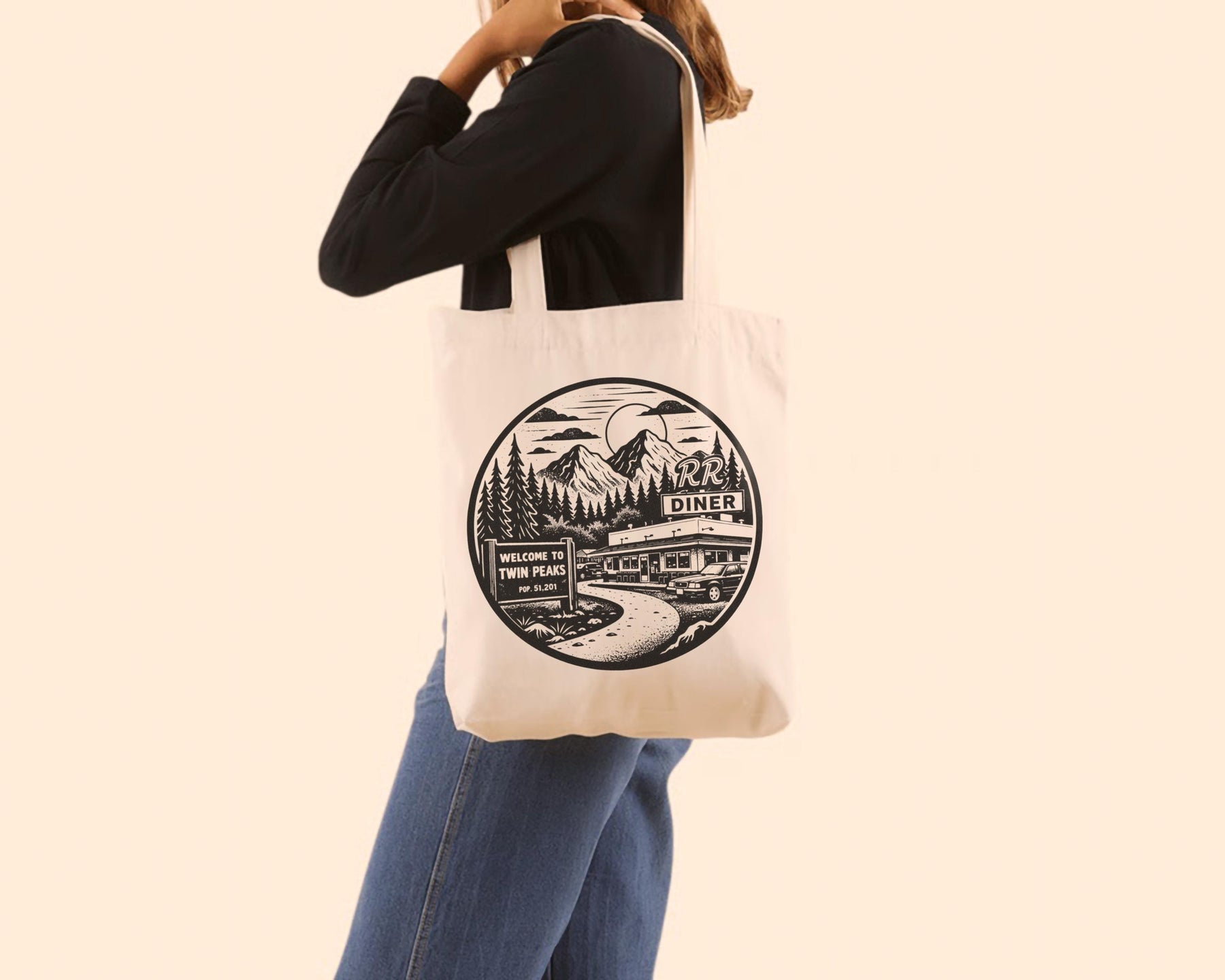 Twin Peaks RR Diner Tote Bag – Cult TV Show Graphic Canvas Bag — image 2