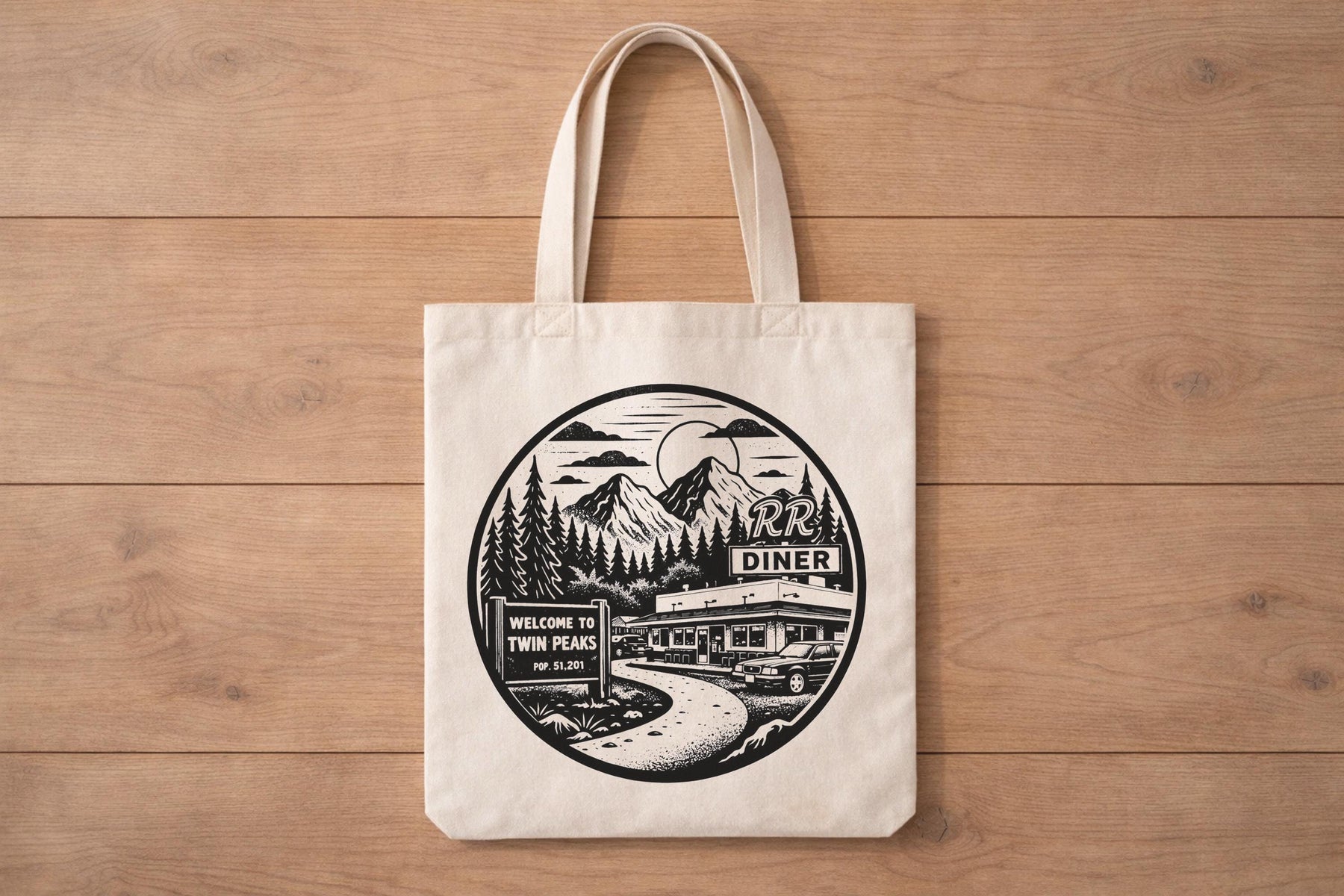 Twin Peaks RR Diner Tote Bag – Cult TV Show Graphic Canvas Bag — image 8
