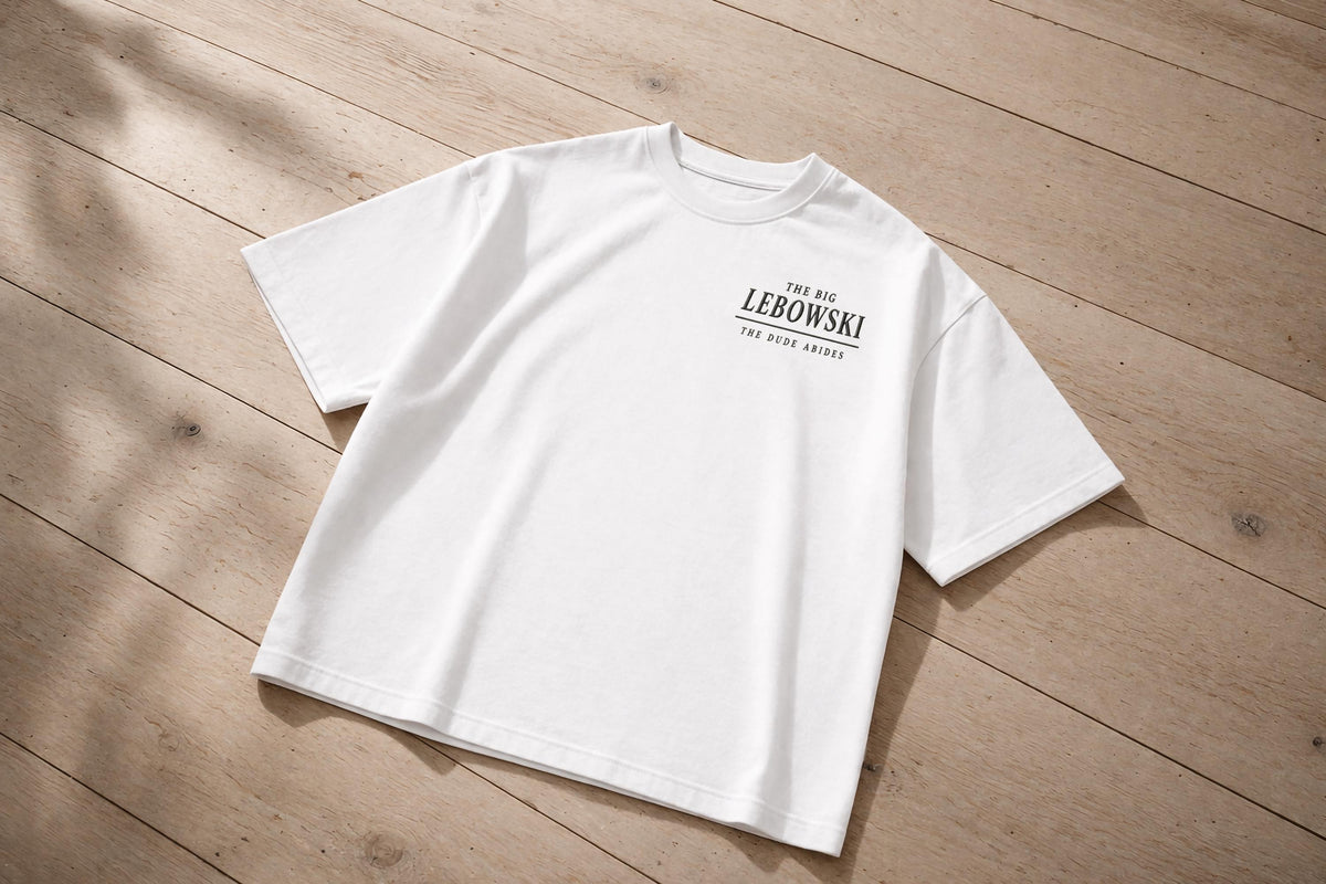 The Dude Abides Embroidered Graphic T-Shirt – The Big Lebowski Inspired Premium Organic Cotton Oversized Boxy Printed Tee — image 10
