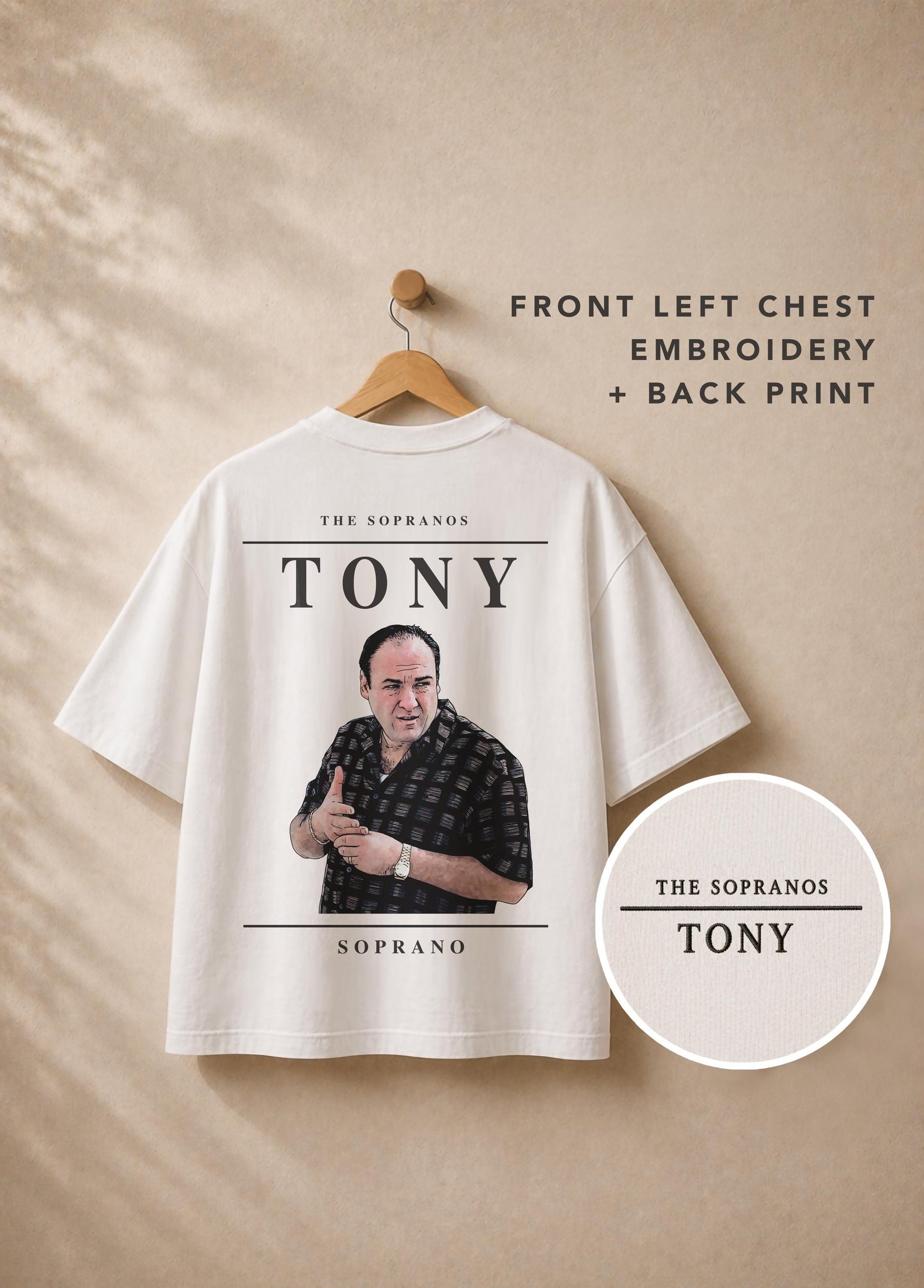 Tony Soprano Embroidered Graphic T-Shirt – The Sopranos Inspired Premium Organic Cotton Oversized Boxy Printed Tee