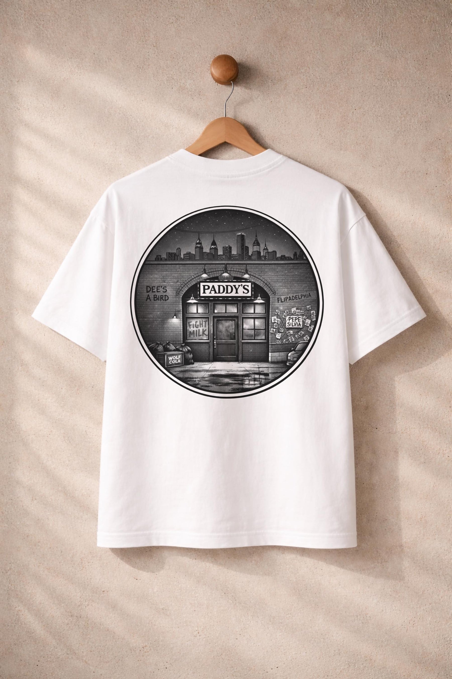 Paddy's Pub Embroidered T-Shirt – It's Always Sunny In Philadelphia Inspired Premium Organic Cotton Oversized Boxy Printed Graphic Tee — image 3