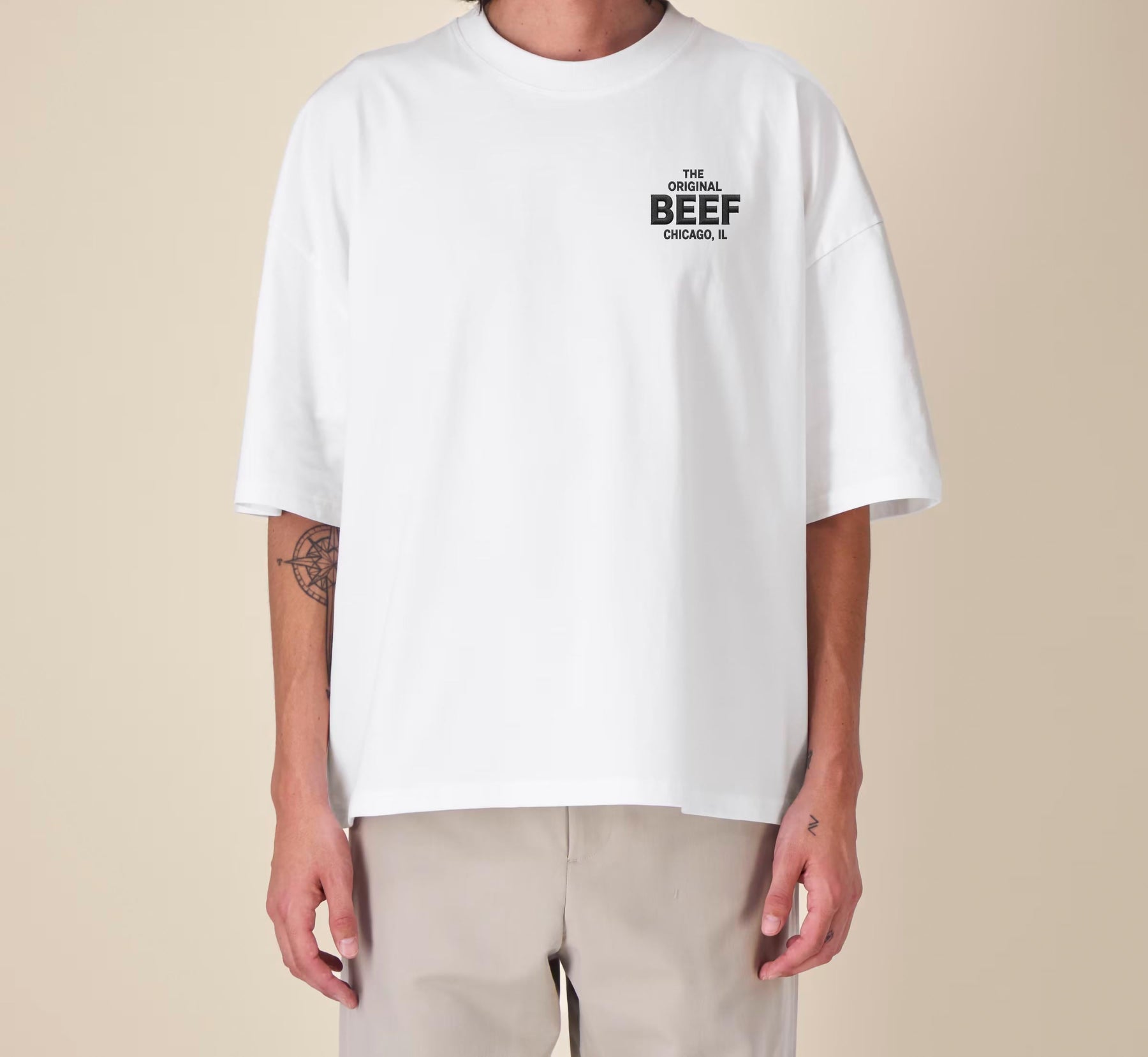 The Original Beef of Chicagoland Embroidered T-Shirt – The Bear Inspired Premium Organic Cotton Oversized Boxy Printed Graphic Tee — image 6