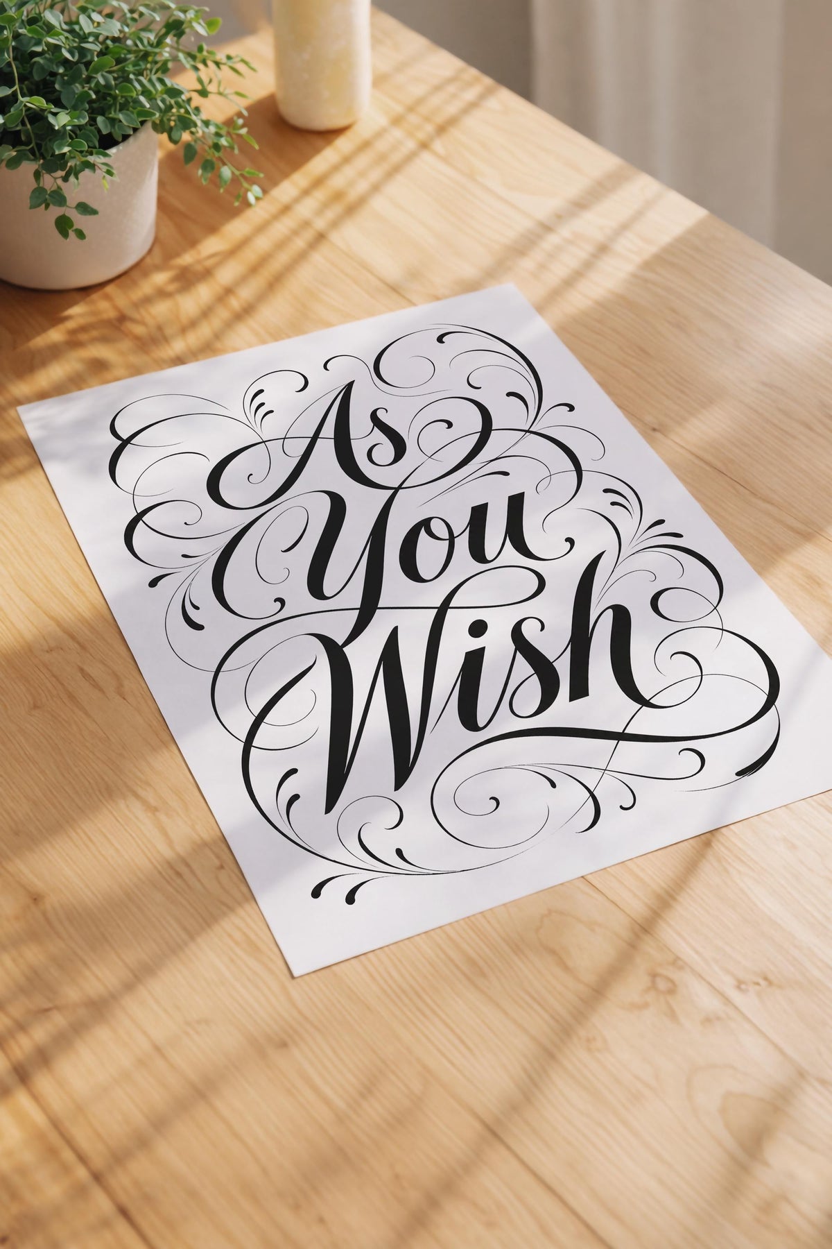 As You Wish Romantic Movie Quote Wall Art, Minimal Calligraphy Poster, Modern Typography Artwork, Gift for Partner, Love Quote Print — image 3