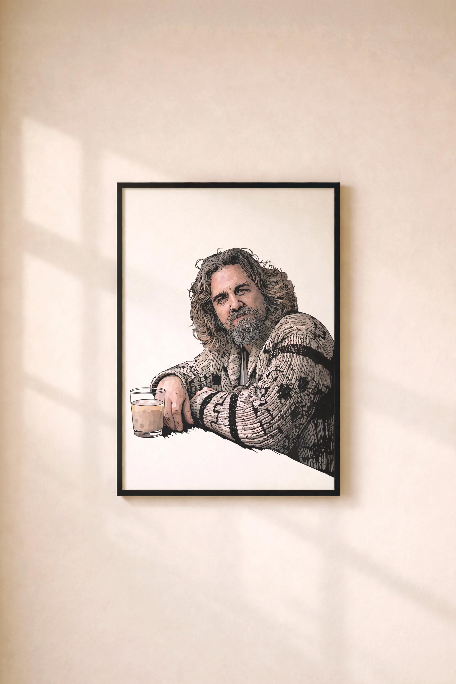 The Dude Abides Portrait Art Print – The Big Lebowski Movie Minimalist Wall Art Coen Brothers Cult Film Illustration Giclée Print