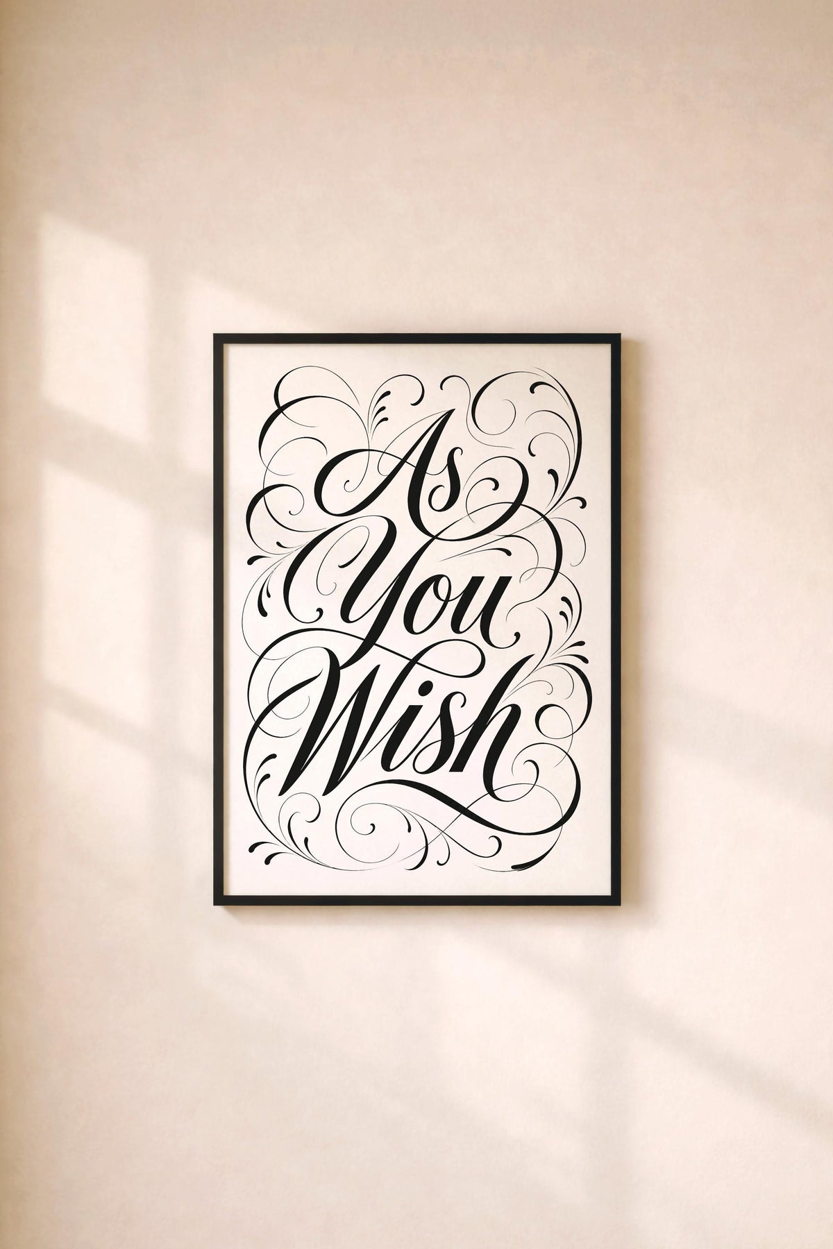 As You Wish Romantic Movie Quote Wall Art, Minimal Calligraphy Poster, Modern Typography Artwork, Gift for Partner, Love Quote Print