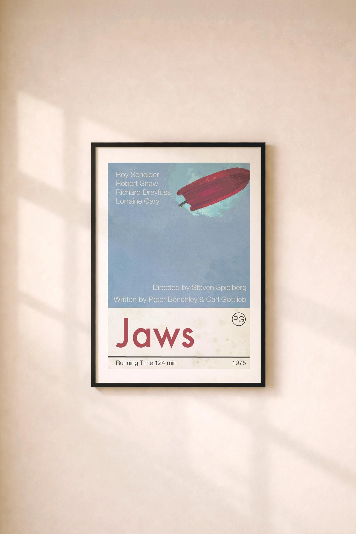 Jaws Movie Poster Art Print, Spielberg Film, Minimalist Wall Art