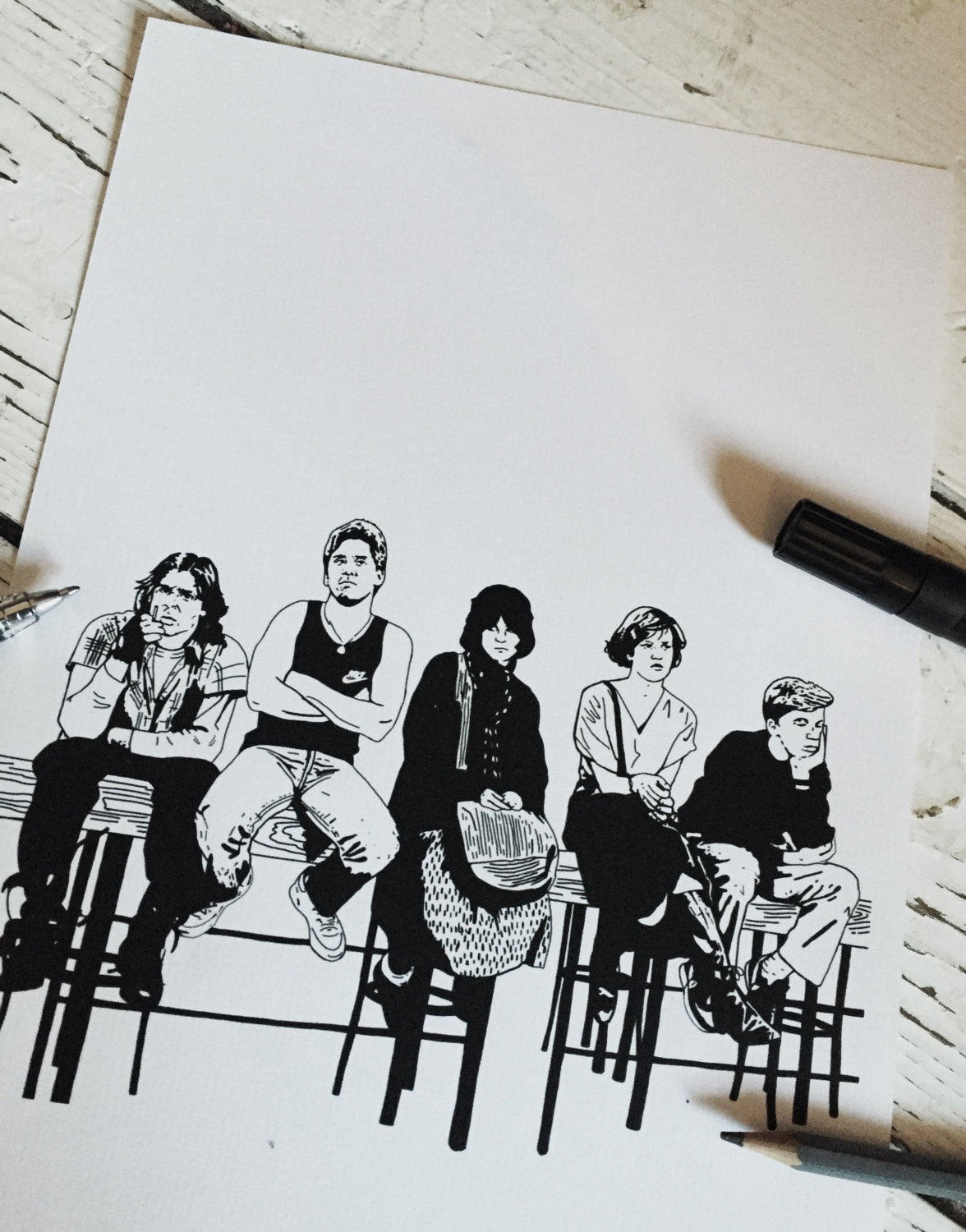 The Breakfast Club Minimalist Art Print – 80s Cult Film Poster, Hand-Drawn Movie Wall Art — image 10