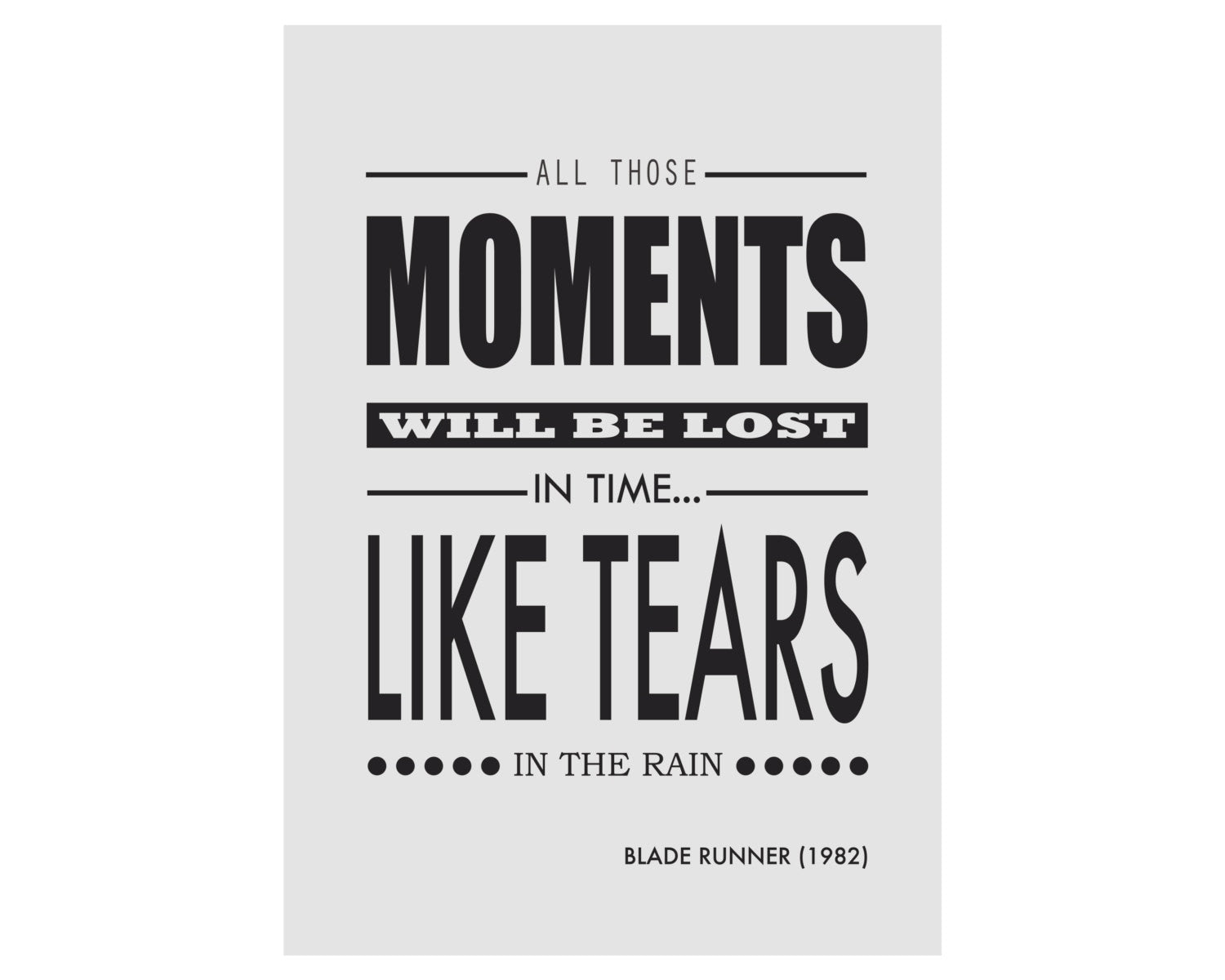 Blade Runner Tears In The Rain Quote - Sci-Fi Movie Poster-  Cult Film Typographic Wall Art — image 6