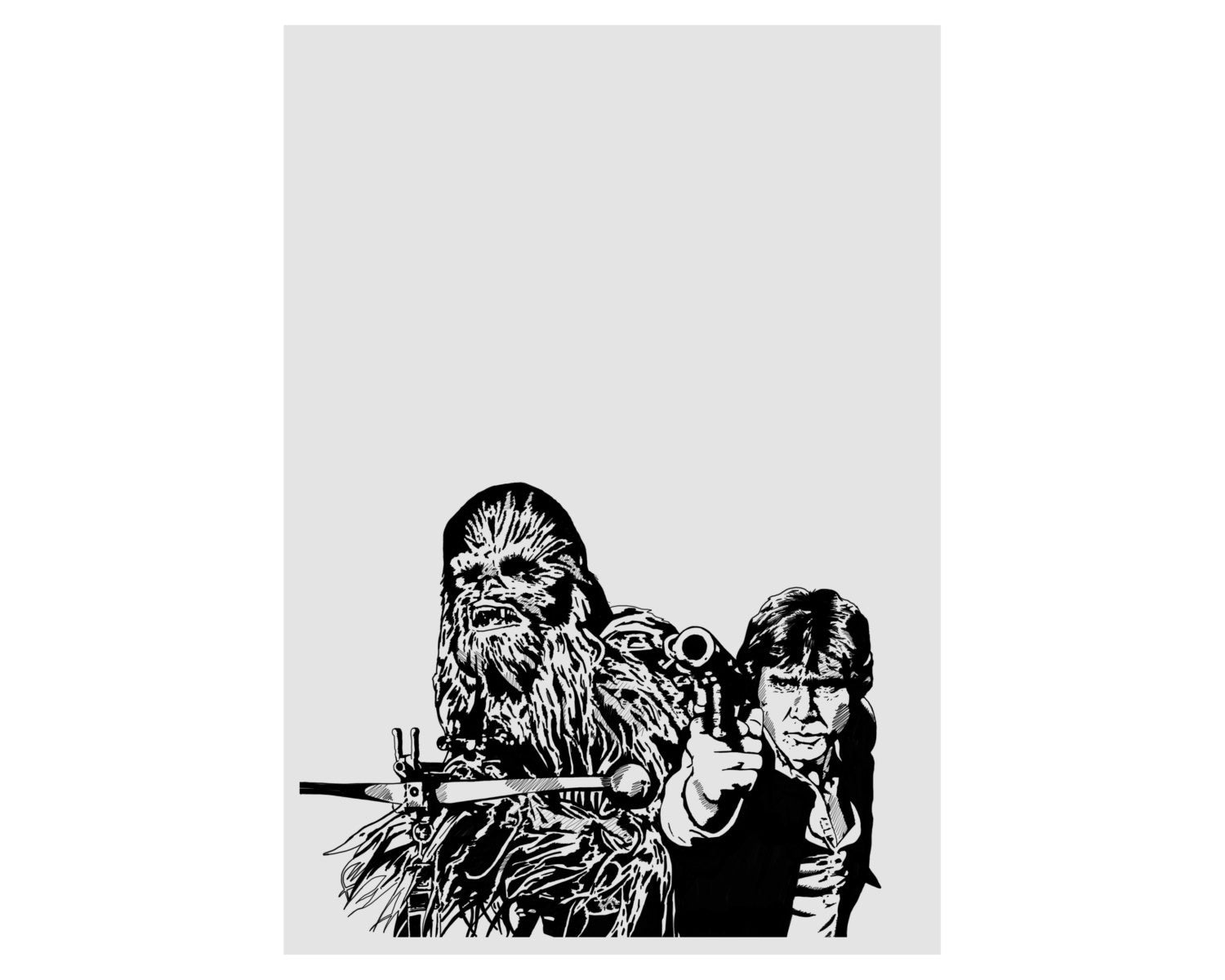 Star Wars - Han Solo and Chewbacca Portrait - Hand-Drawn Film Art Giclée Print/ Movie Poster — image 8