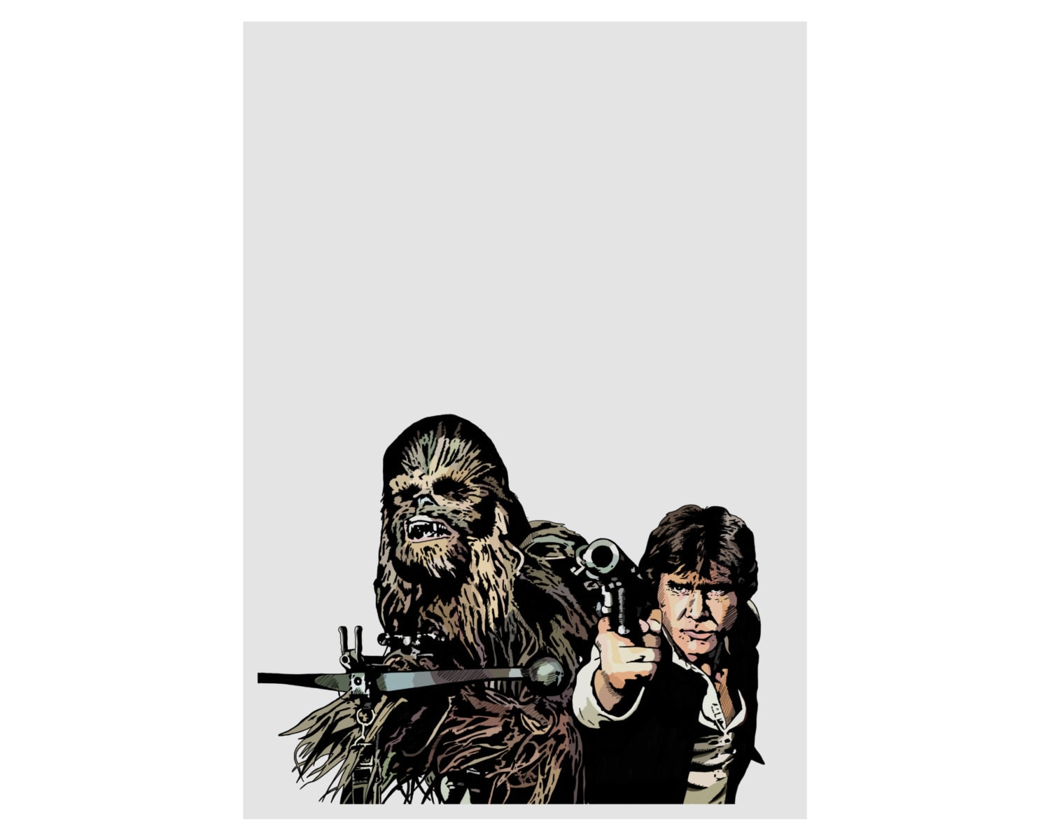 Star Wars - Han Solo and Chewbacca Portrait - Hand-Drawn Film Art Giclée Print/ Movie Poster — image 7