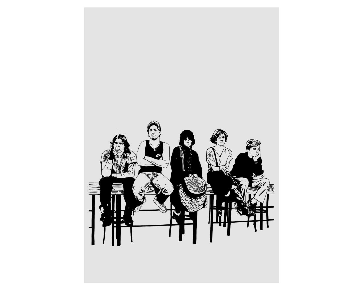 The Breakfast Club Minimalist Art Print – 80s Cult Film Poster, Hand-Drawn Movie Wall Art — image 8
